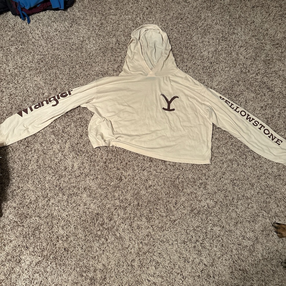 Wrangler Cream Hoodie with Yellowstone Logo